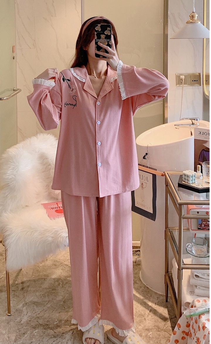 Lapel cardigan homewear pajamas a set for women
