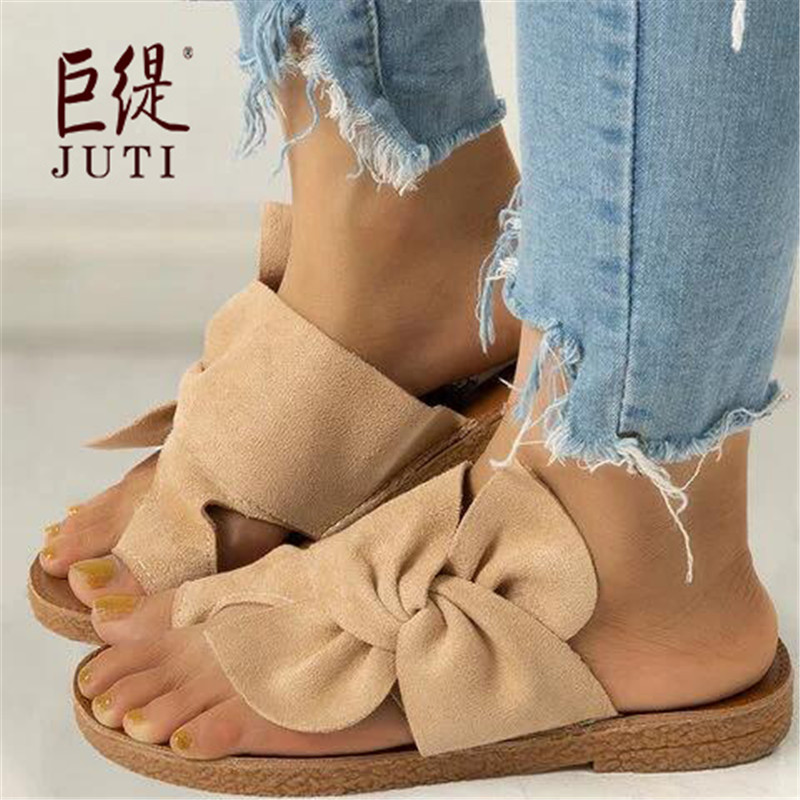 Rome autumn bow flat spring and summer large yard sandals