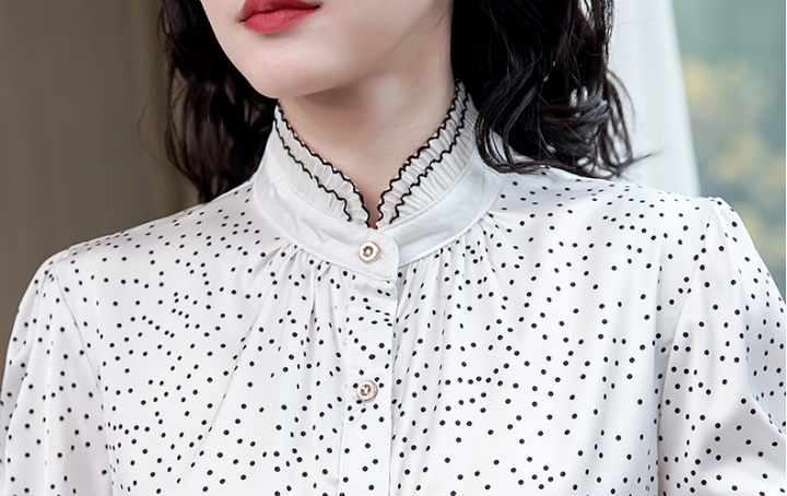 Temperament tops polka dot chiffon shirt for women