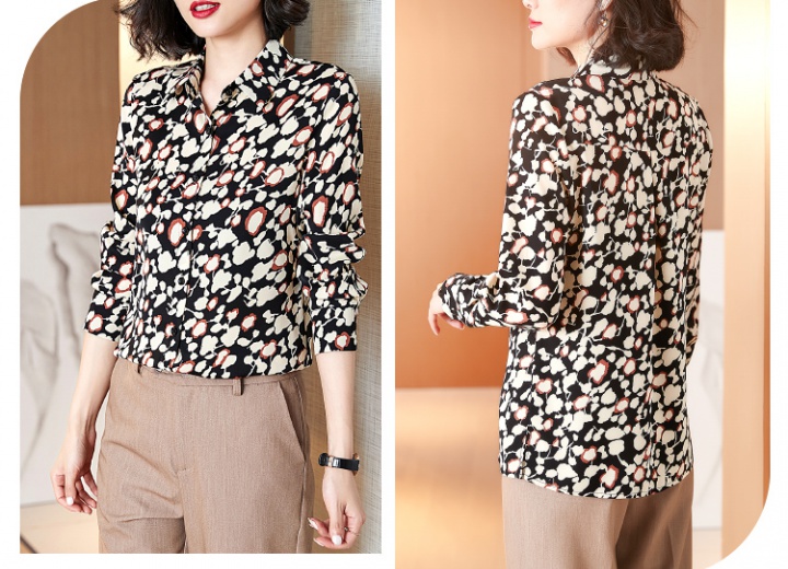 Spring floral temperament shirt long sleeve chiffon tops