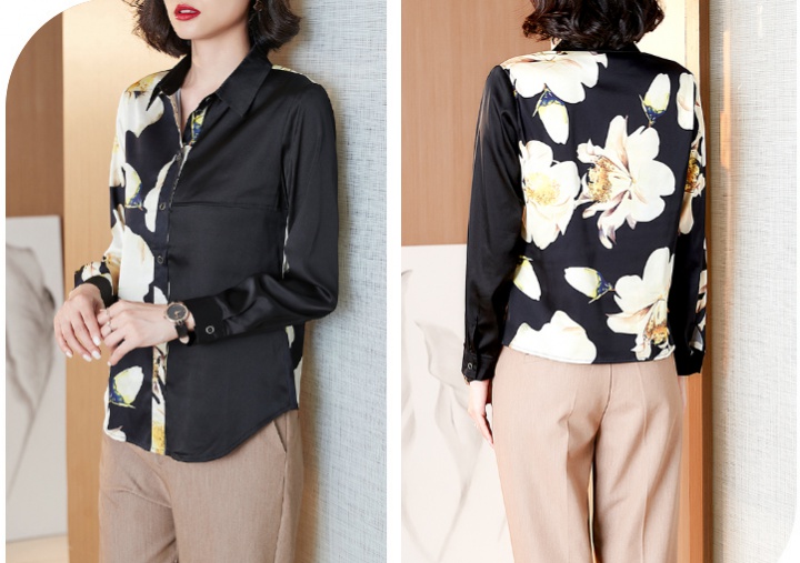 Printing spring chiffon shirt fashion tops for women