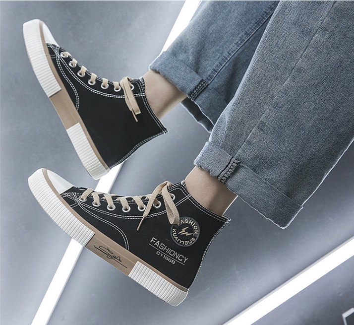Personality high-heeled canvas shoes Casual shoes for men