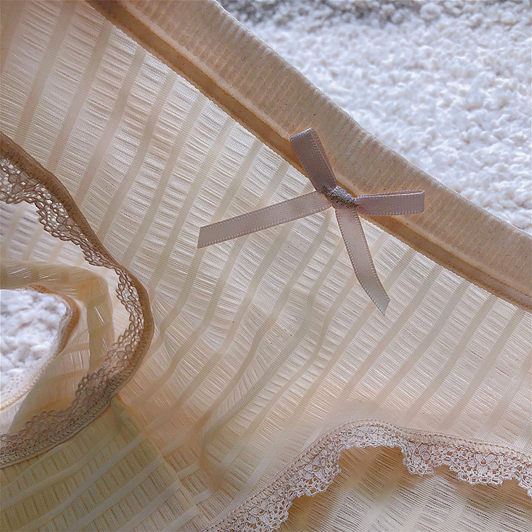 Hollow pure cotton elasticity lace briefs for women