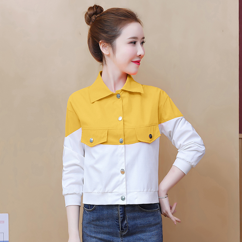 Denim long sleeve loose jacket Korean style slim tops for women
