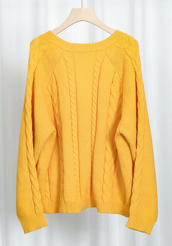 Knitted fashion sweater yellow loose tops