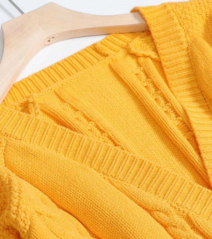 Knitted fashion sweater yellow loose tops