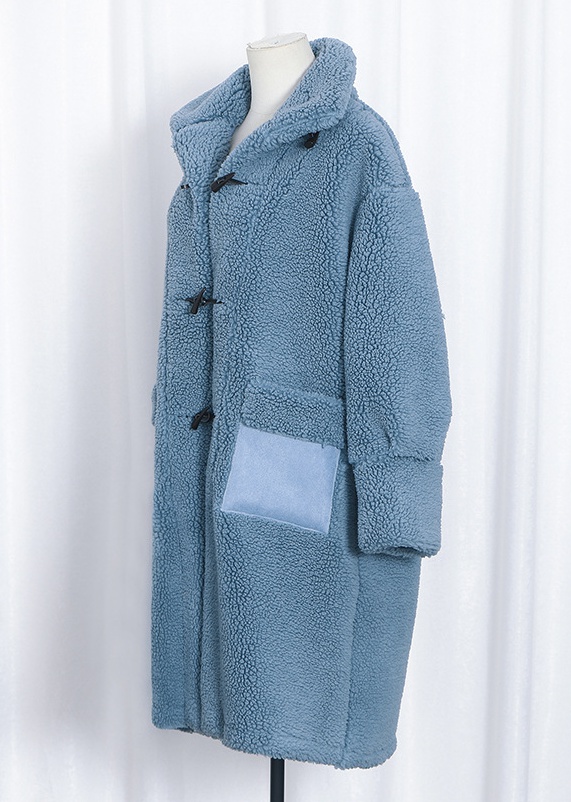 Winter long woolen coat loose thick coat for women
