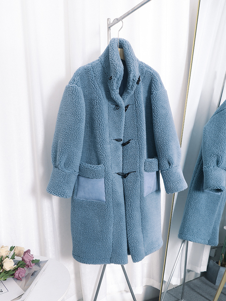 Winter long woolen coat loose thick coat for women