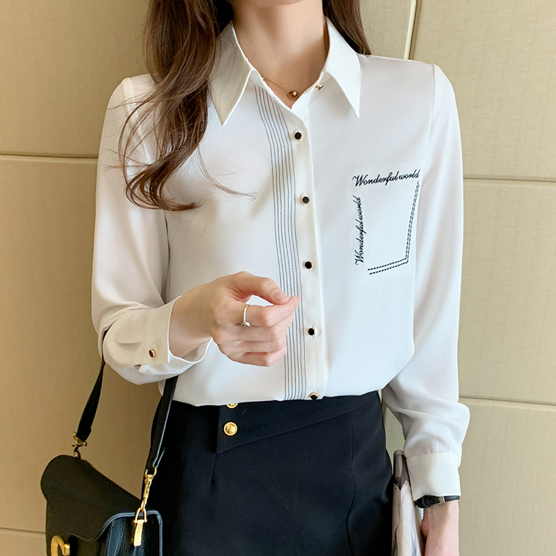 Chiffon white tops fashion spring shirt for women