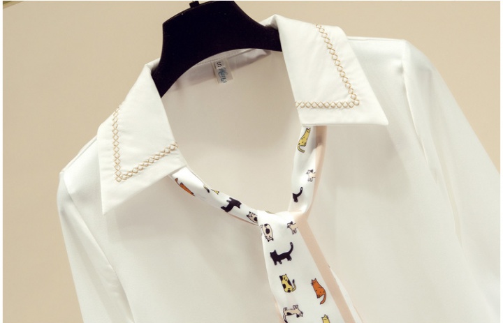 Western style chiffon tops white shirt for women