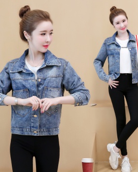 Spring denim loose tops Korean style pure coat for women