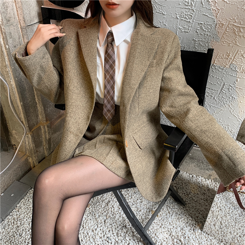 Woolen autumn and winter business suit pleated shirt 3pcs set