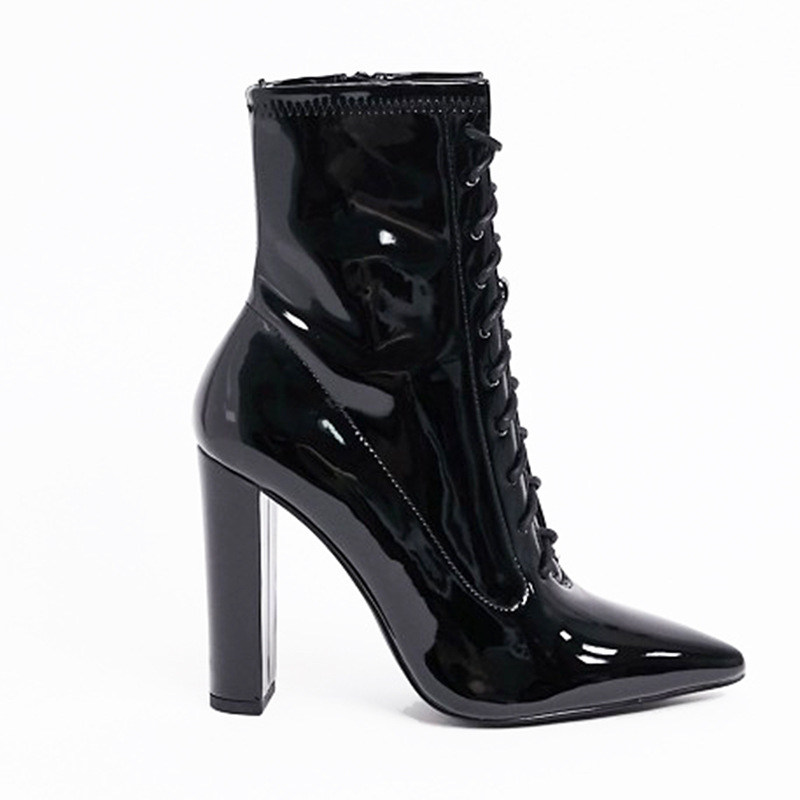 Patent leather frenum short boots fashion ankle boots