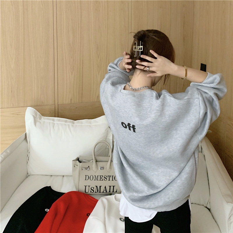 All-match pullover long thick letters hoodie