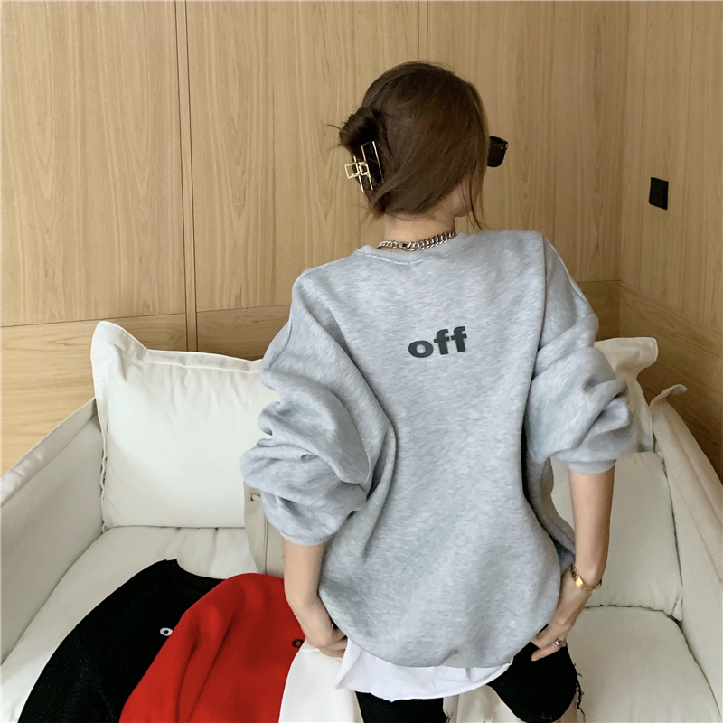 All-match pullover long thick letters hoodie