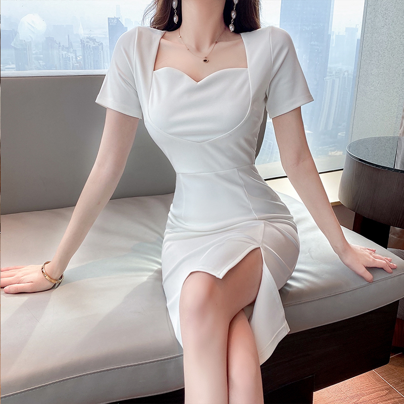 Sexy Western style long split pinched waist ladies dress