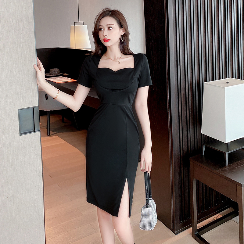 Sexy Western style long split pinched waist ladies dress