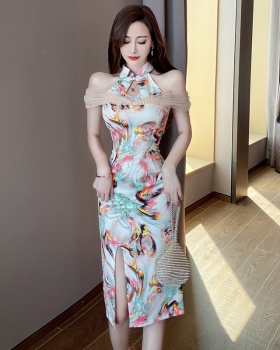 Halter colors cheongsam strapless sexy dress for women