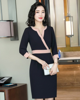 Slim temperament dress long short sleeve business suit for women