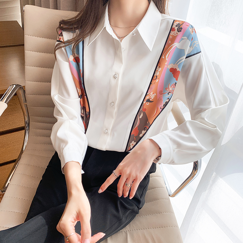 Long sleeve Western style shirt satin tops for women