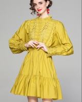 Embroidery round neck hollow spring cotton dress