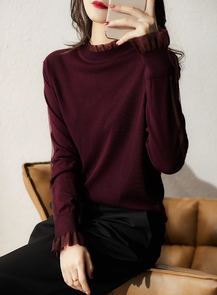 Wool aesthetic stitching sweater for women