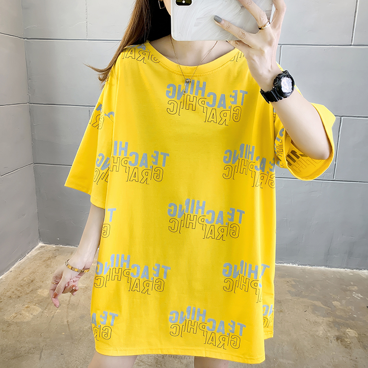 Letters summer short sleeve printing Korean style T-shirt