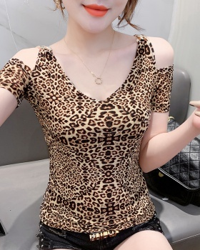 V-neck gold buckle tops fashion small shirt for women