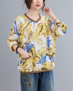 Printing splice T-shirt spring and summer shirts for women