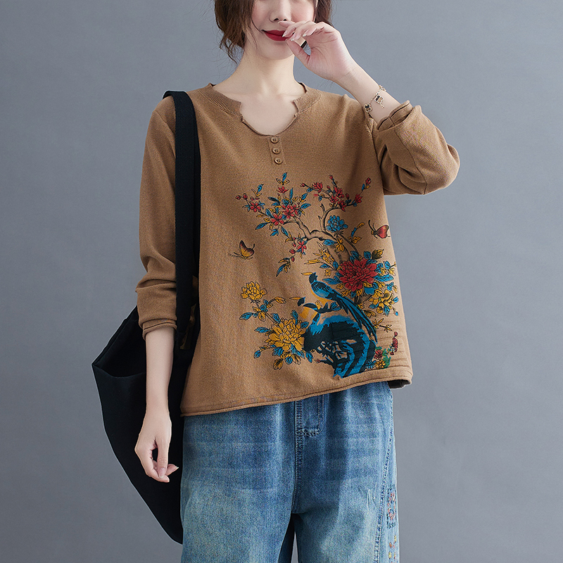 Spring retro loose art thin sweater for women