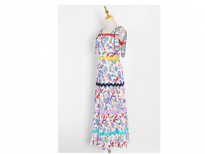 Slim spring and summer long printing dress for women