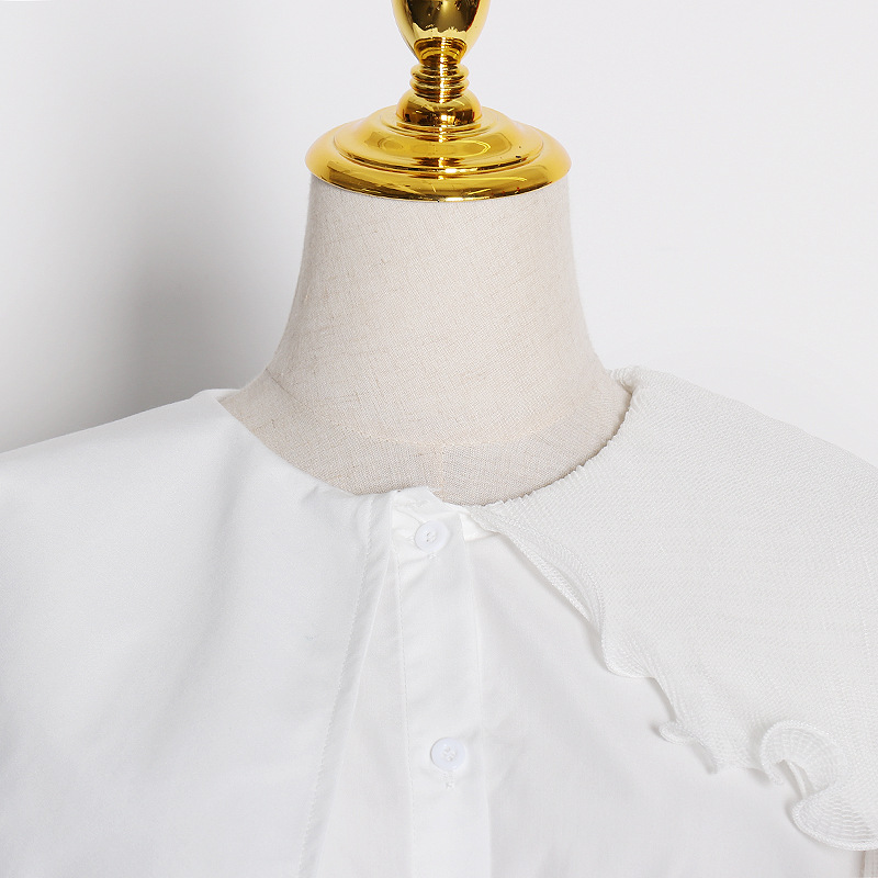 Crimp with belt long sleeve splice shirt for women