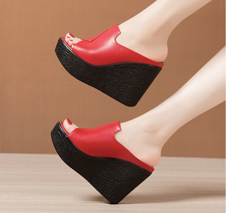 Slipsole platform high-heeled slippers for women