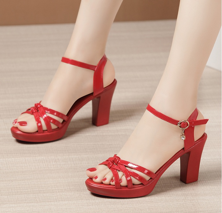 Thick crust platform fish mouth sandals for women