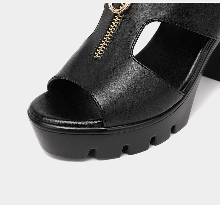 Fish mouth thick crust shoes large yard platform for women
