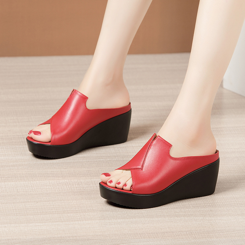 High-heeled slipsole slippers wears outside soft soles platform