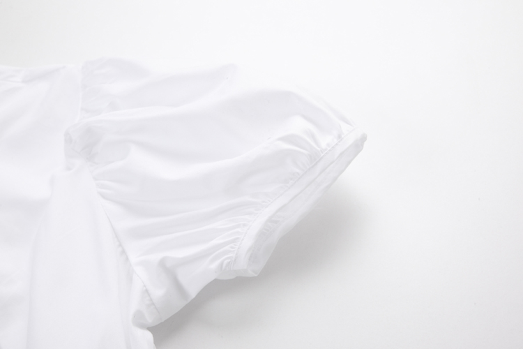 Big skirt France style puff sleeve white dress for women