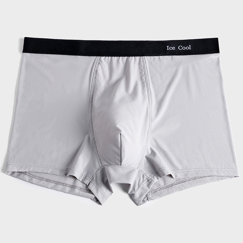 Ice silk net hole printing boxers tracelessness hollow briefs