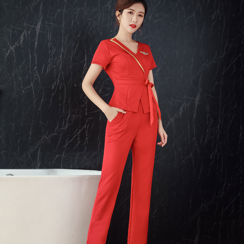 Short sleeve sexy profession long pants a set for women