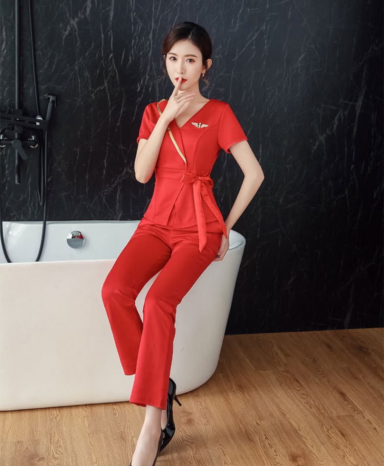 Short sleeve sexy profession long pants a set for women