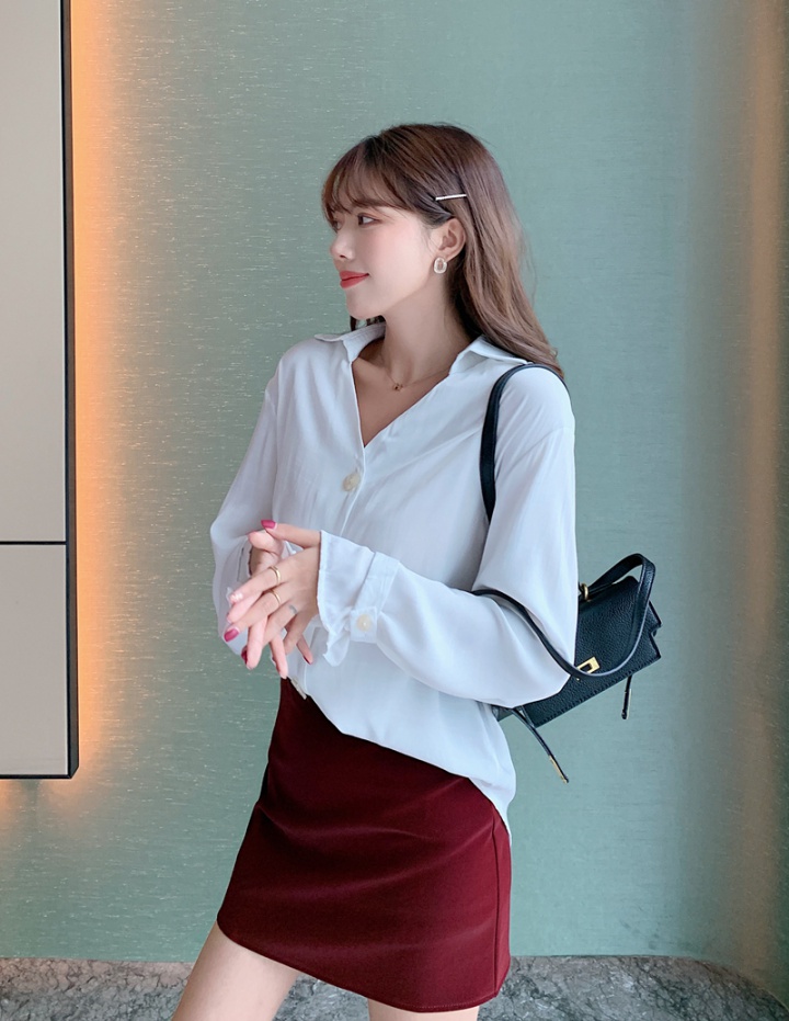 Autumn and winter single-breasted long sleeve shirt for women