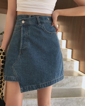 Irregular high waist skirt denim short skirt for women