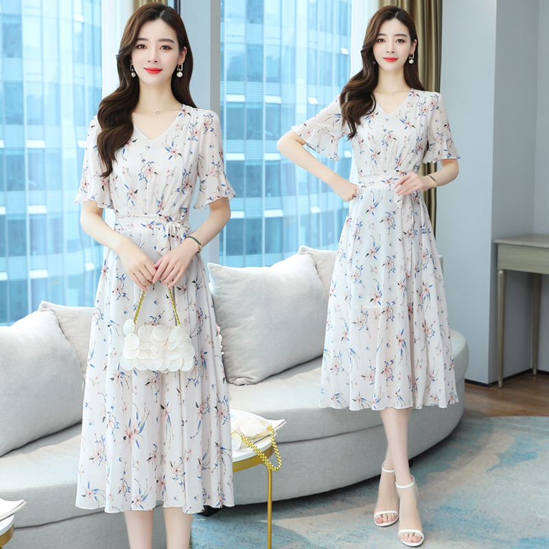 Floral summer dress long chiffon long dress for women