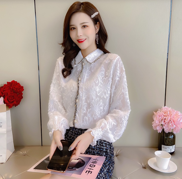 Single-breasted spring tops lace shirts for women