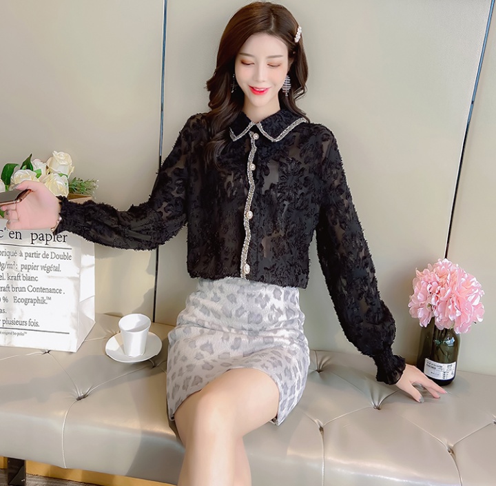 Single-breasted spring tops lace shirts for women