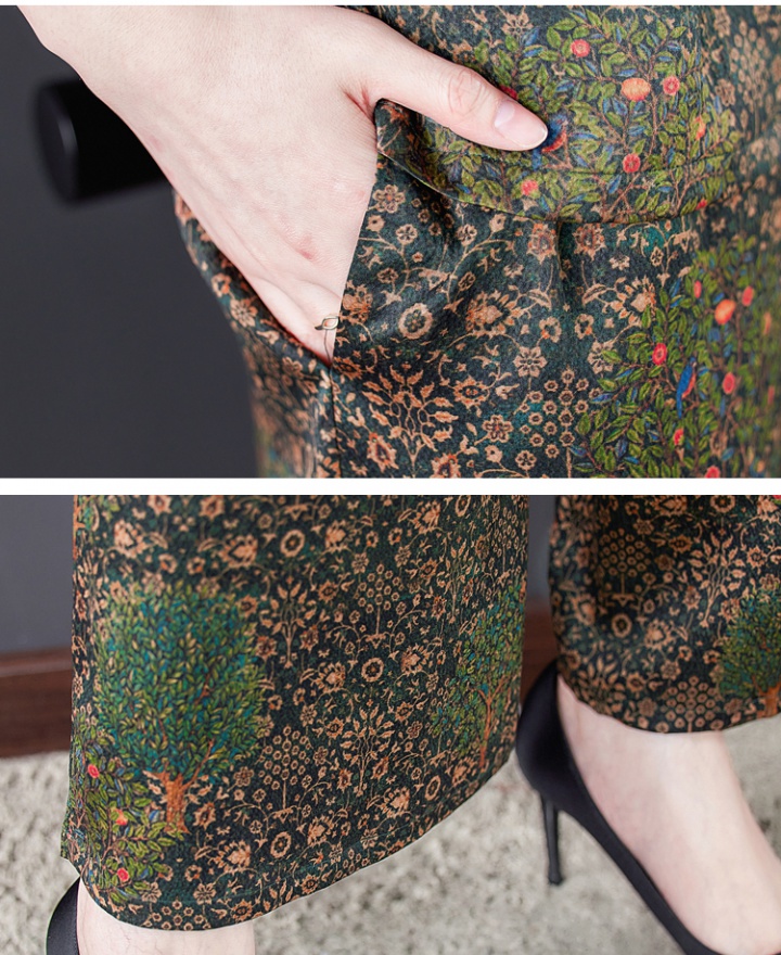 Summer silk wide leg pants real silk tops 2pcs set for women
