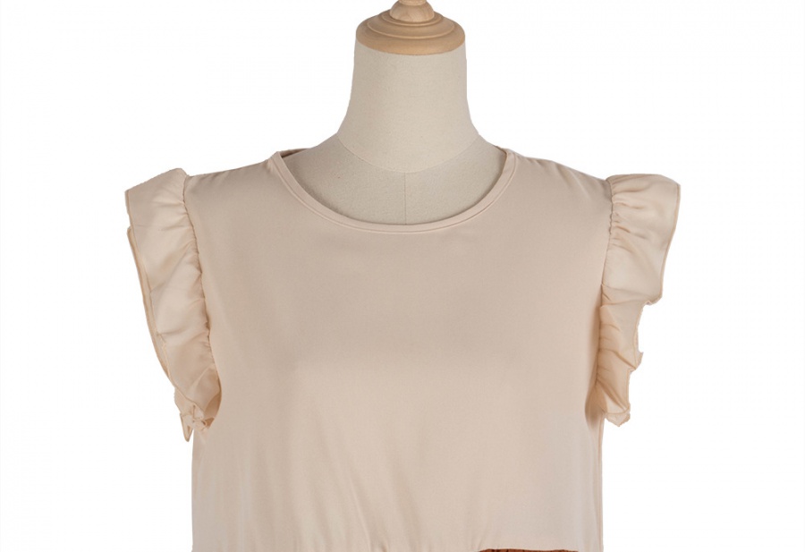 Spring round neck tops sleeveless splice T-shirt