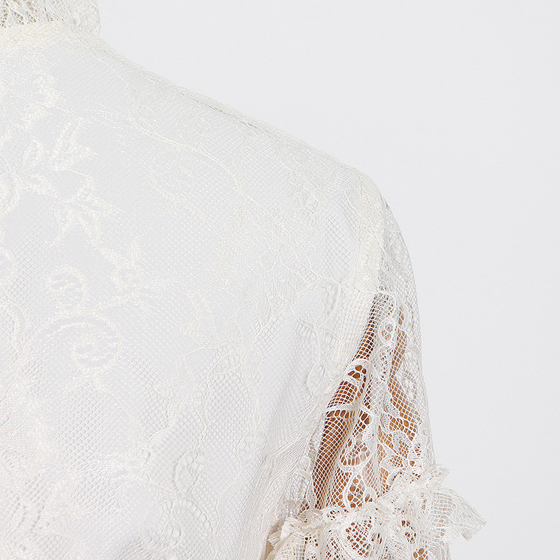 Short embroidery high waist splice temperament catwalk dress