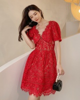 Lace pinched waist formal dress halter dress for women