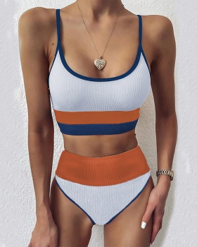 European style fashion stripe separates swimsuit for women